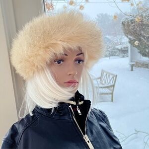 Vintage Natural Blue Fox Tail Norweigan Fur Hat B.Altman & Co 5th Ave NY & Box